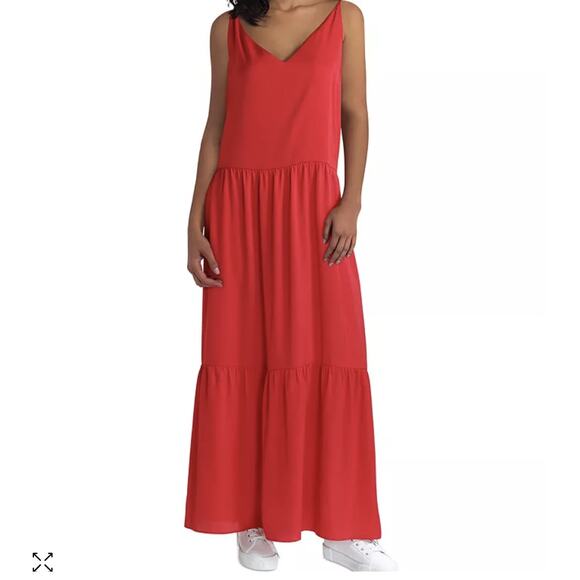 Gigi Parker Tiered Red Maxi Dress Medium - Picture 1 of 11